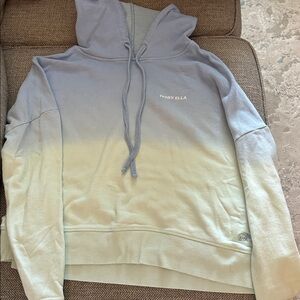Ivory Ella Pastel Blue/Green Ombre Hoodie, Size Medium